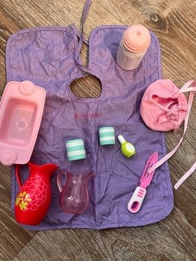 American Girl Purple Bib and Pitcher -Build Bear Pink Shoe Pink Accessories Misc